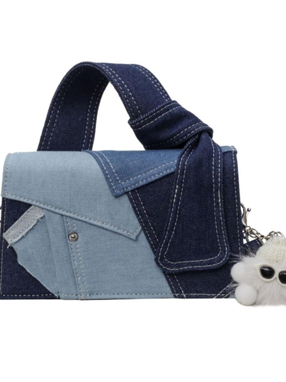 Small Square Bag for Women, Denim Patchwork Trendy Mini Purse Shoulder Bags